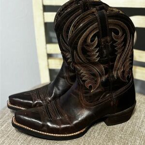 Ariat Dark Brown Leather Western Booties